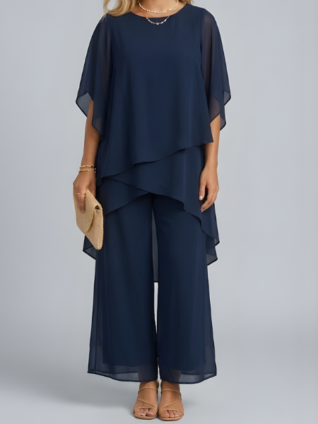 Pak met gedrapeerde palazzo broek