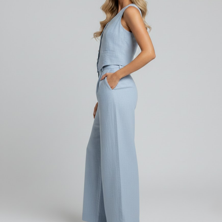 Aira - Geknoopte Vest & Brede Pantalon Set