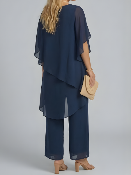 Pak met gedrapeerde palazzo broek