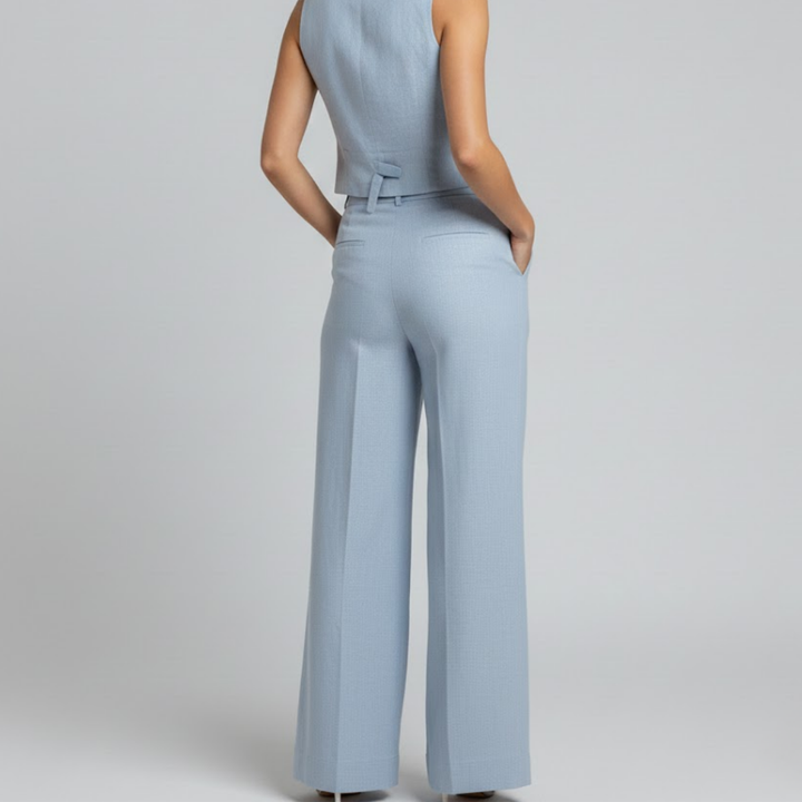 Aira - Geknoopte Vest & Brede Pantalon Set